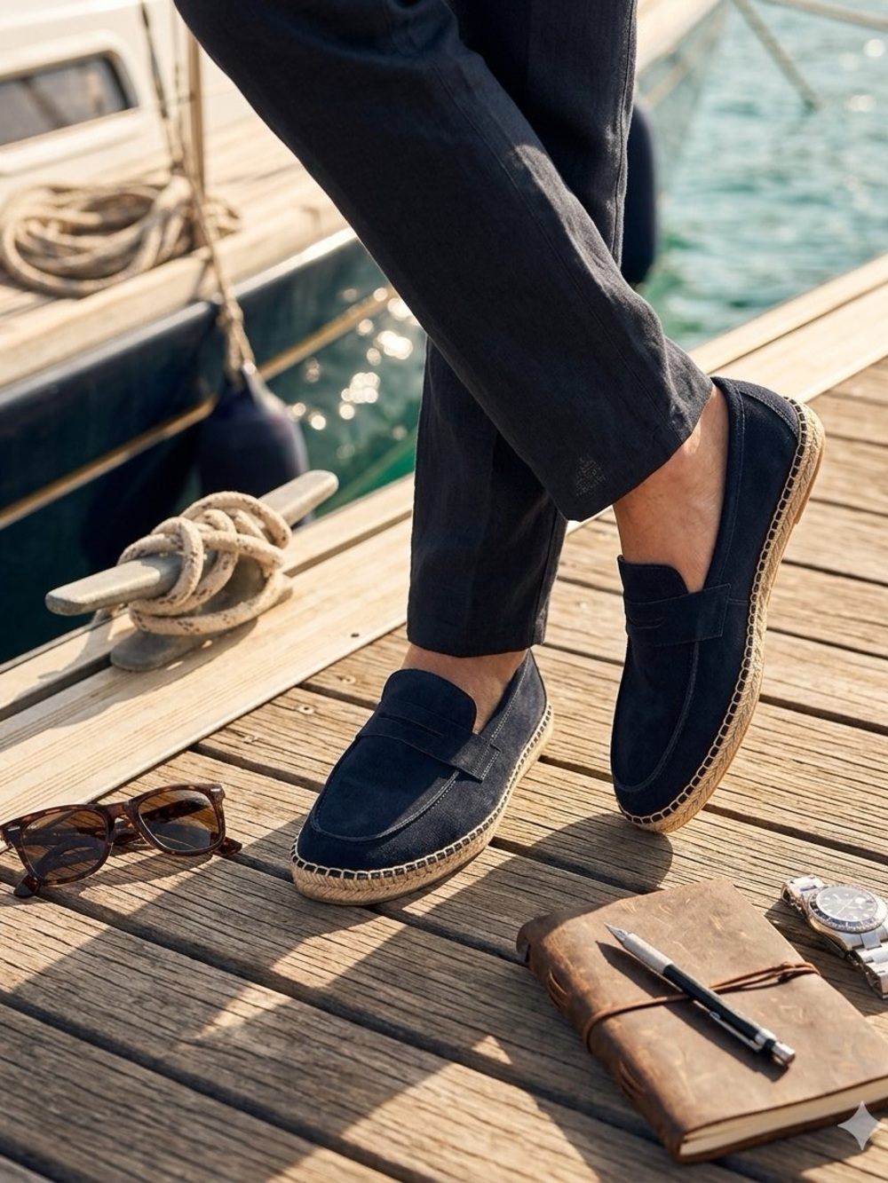 Tonivis • Men's Suede Navy Espadrille Loafers